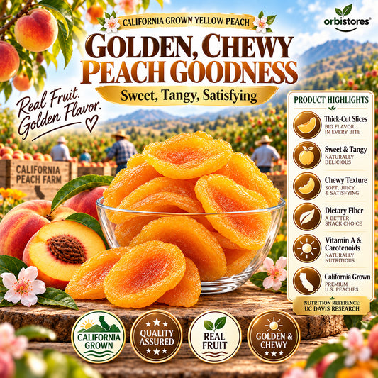 California Sun-Kissed Dried Peaches – Thick-Cut, Naturally Sweet & Golden-$LX