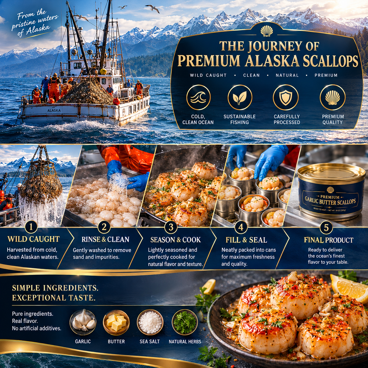 Scallop harvest and preparation journey