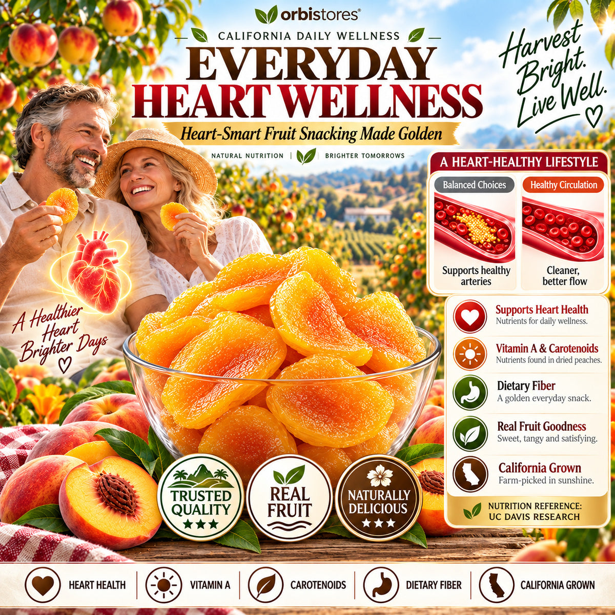 California Sun-Kissed Dried Peaches – Thick-Cut, Naturally Sweet & Golden-$LX