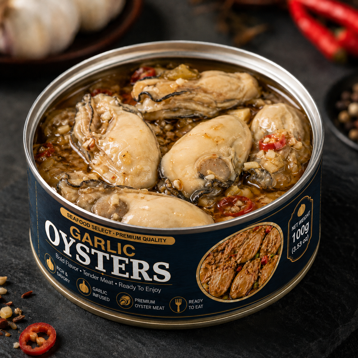 ✨ Premium Reserve Garlic Oysters – Plump, Juicy & Ready-to-Eat 🦪-$LX