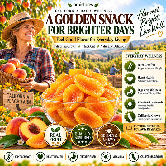 California Sun-Kissed Dried Peaches – Thick-Cut, Naturally Sweet & Golden-$LX