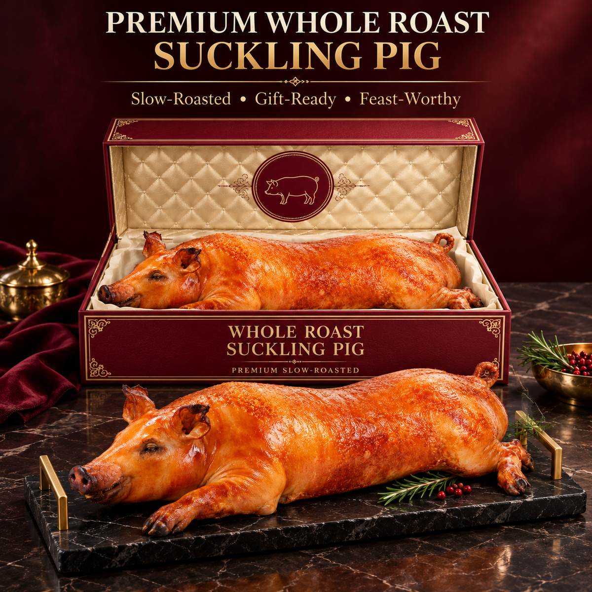 🐷Premium Whole Roast Suckling Pig — Slow-Roasted, Golden Crispy Skin, Celebration Feast Gift Box-Johnny