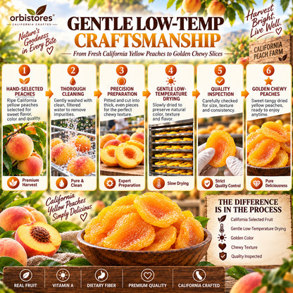California Sun-Kissed Dried Peaches – Thick-Cut, Naturally Sweet & Golden-$LX