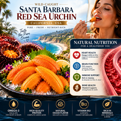 Premium Santa Barbara Red Sea Urchin (Uni) – Wild-Caught California Seafood, Rich & Buttery-$LX
