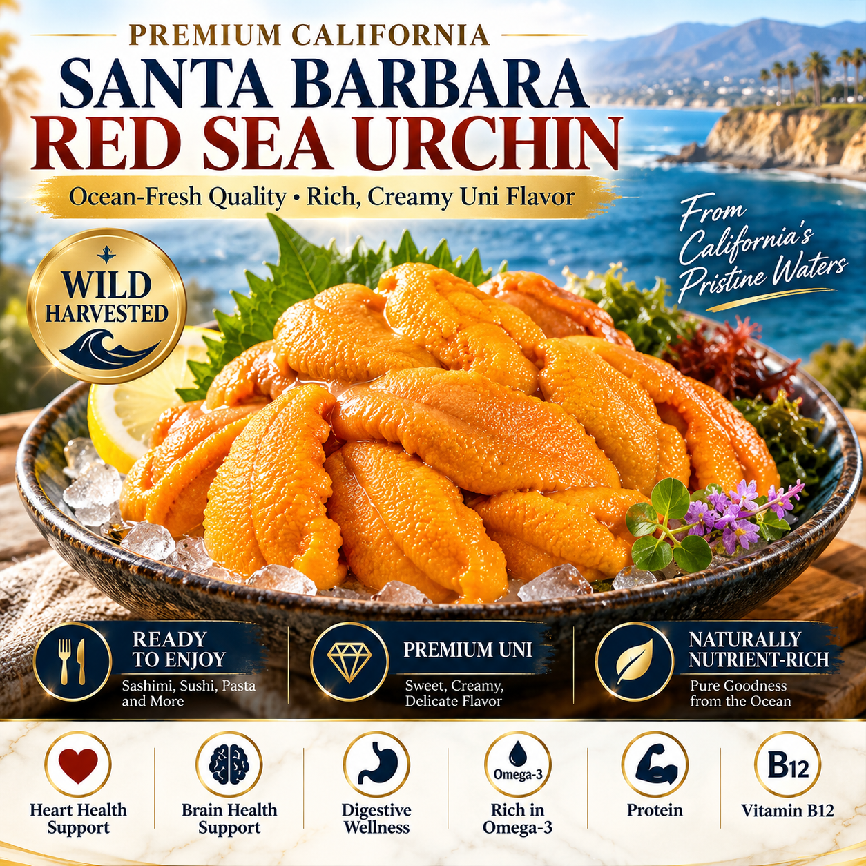 California coast and wild-harvested uni themed image
