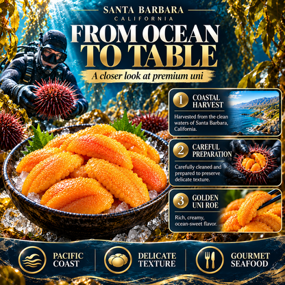 Premium Santa Barbara Red Sea Urchin (Uni) – Wild-Caught California Seafood, Rich & Buttery-$LX
