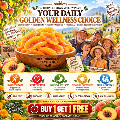 California Sun-Kissed Dried Peaches – Thick-Cut, Naturally Sweet & Golden-$LX