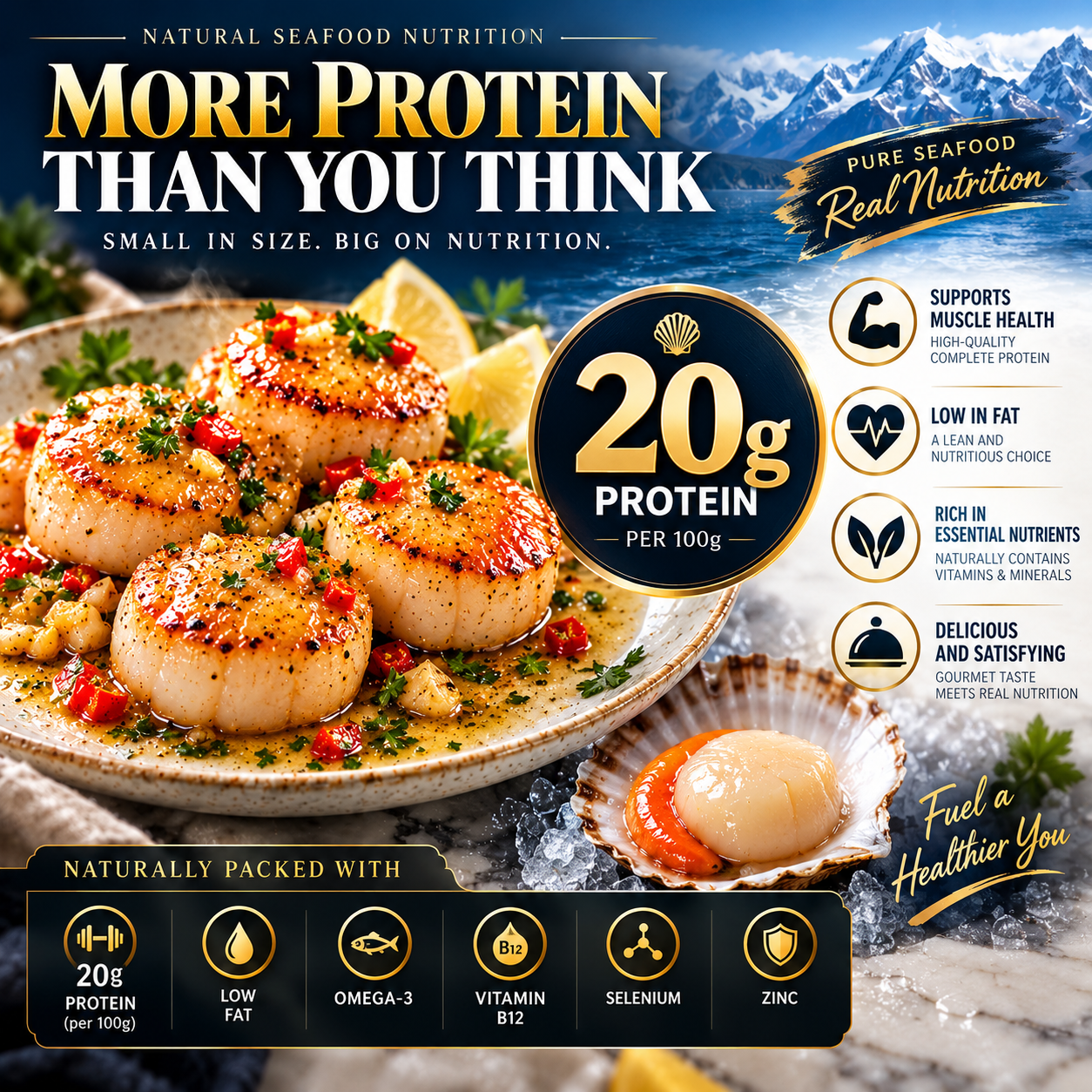 Scallop protein nutrition artwork