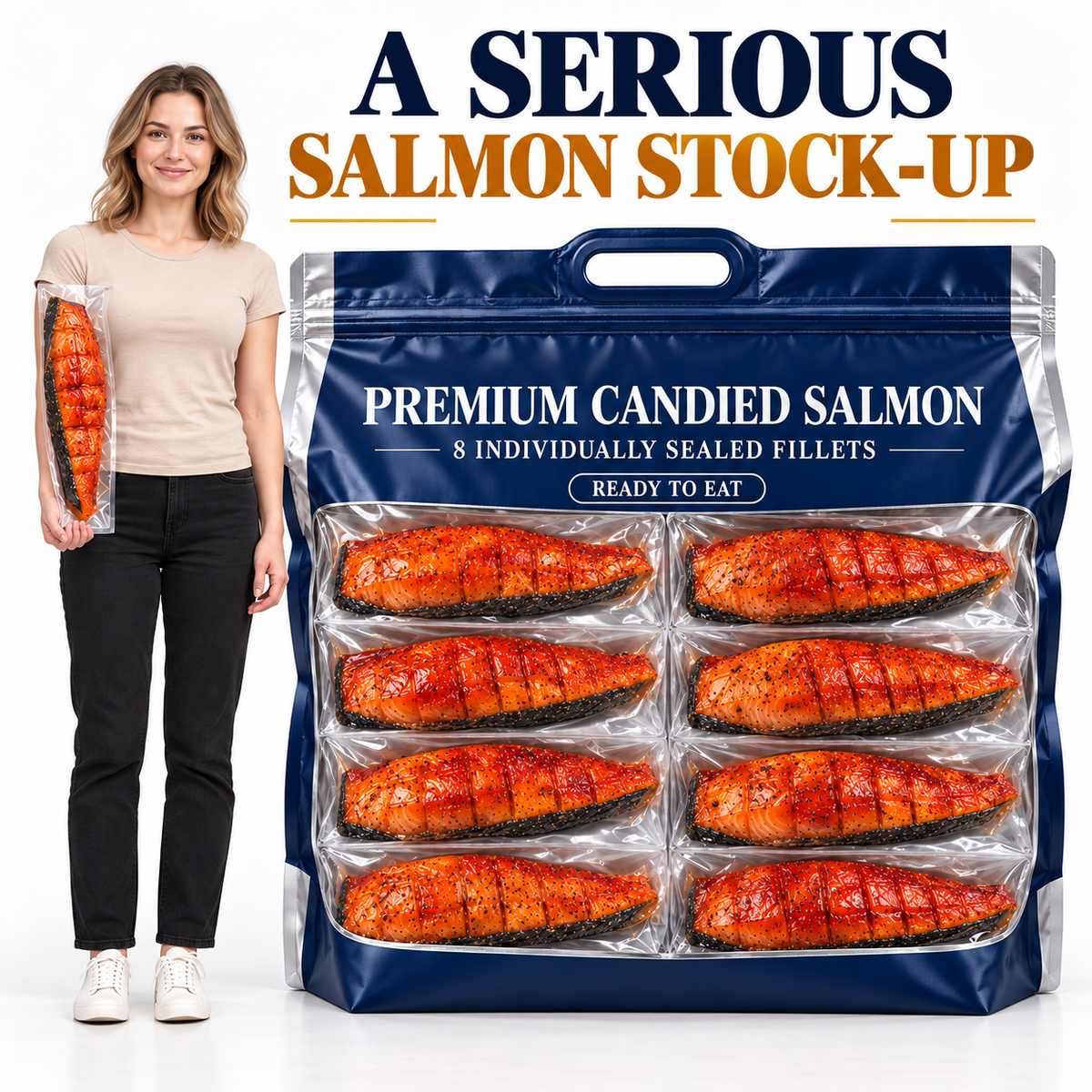 🐟Premium Amber Candied Salmon Fillets — Slow-Roasted, Sweet & Savory, Ready to Eat-Johnny