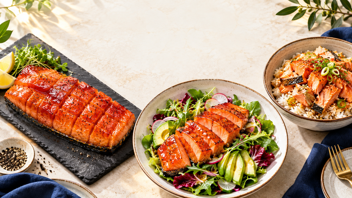 Three serving ideas for amber candied salmon