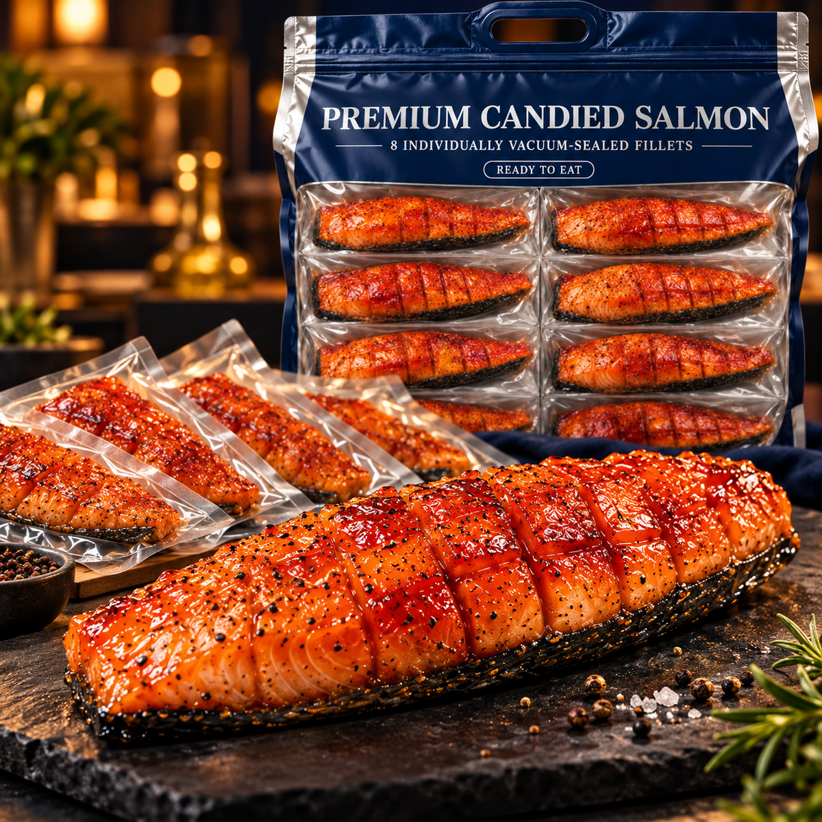 🐟Premium Amber Candied Salmon Fillets — Slow-Roasted, Sweet & Savory, Ready to Eat-Johnny