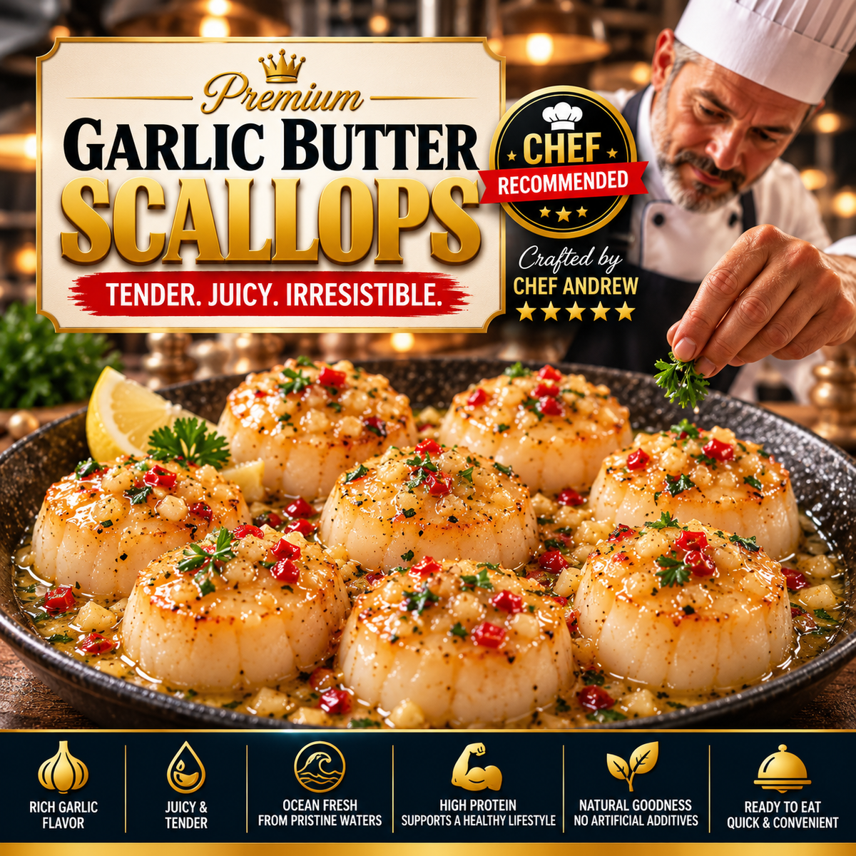 Grand Reserve Garlic Butter Sea Scallops-WH
