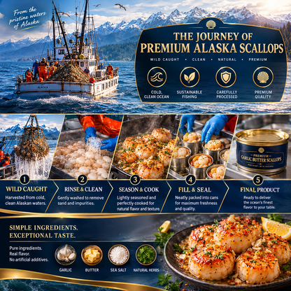Premium Wild-Caught Garlic Butter Scallops – Extra Plump, Juicy & Ready to Eat  -$AC