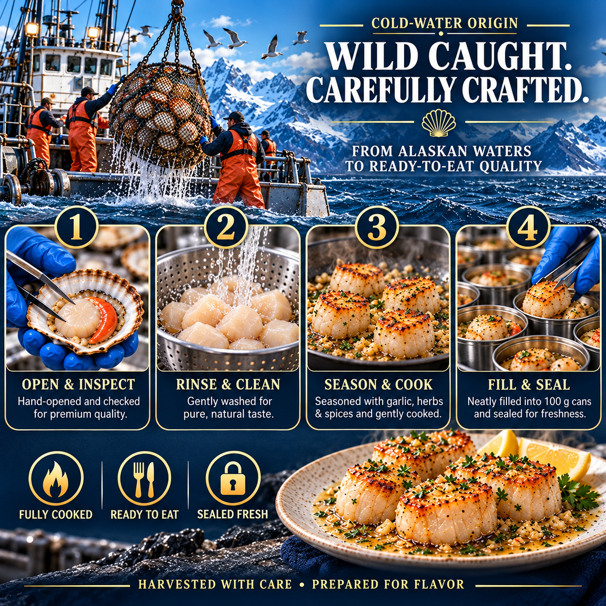 Grand Reserve Garlic Butter Sea Scallops-WH