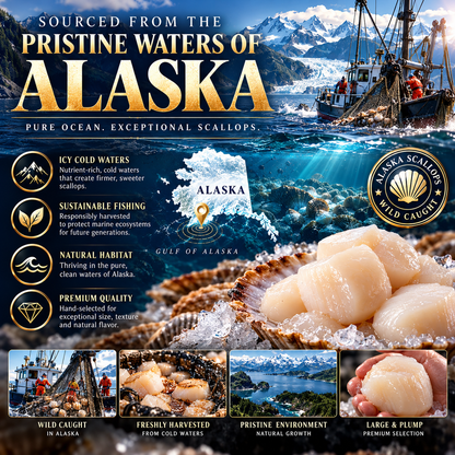 Premium Wild-Caught Garlic Butter Scallops – Extra Plump, Juicy & Ready to Eat  -$AC
