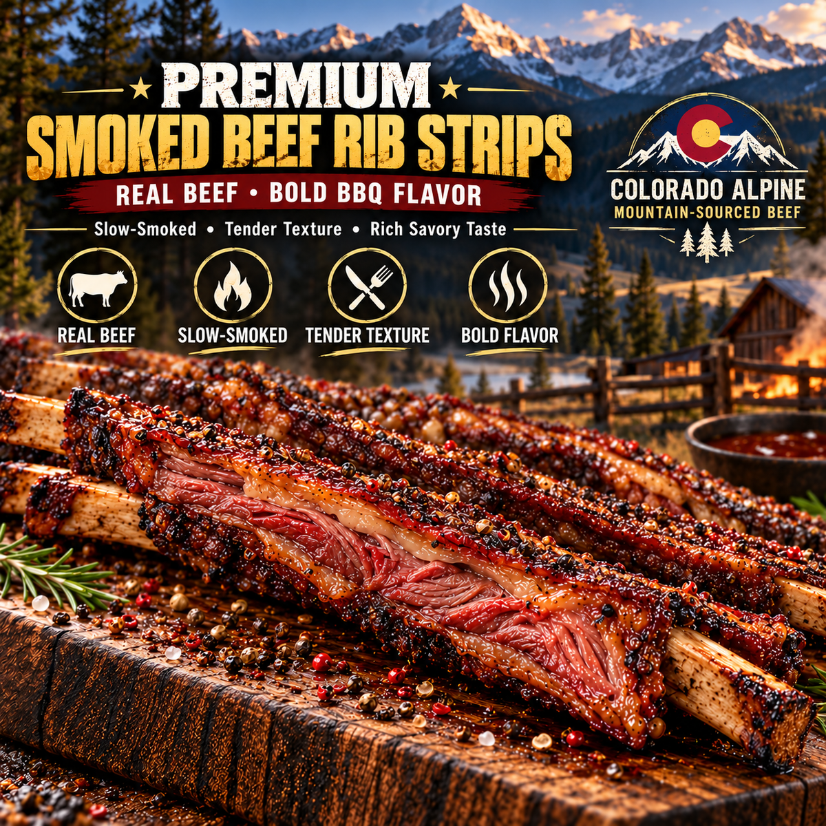 🥩Premium Long-Cut Smoked Beef Ribs 🌿Slow-Smoked, Tender & Savory Whole Rib Strips-jasper