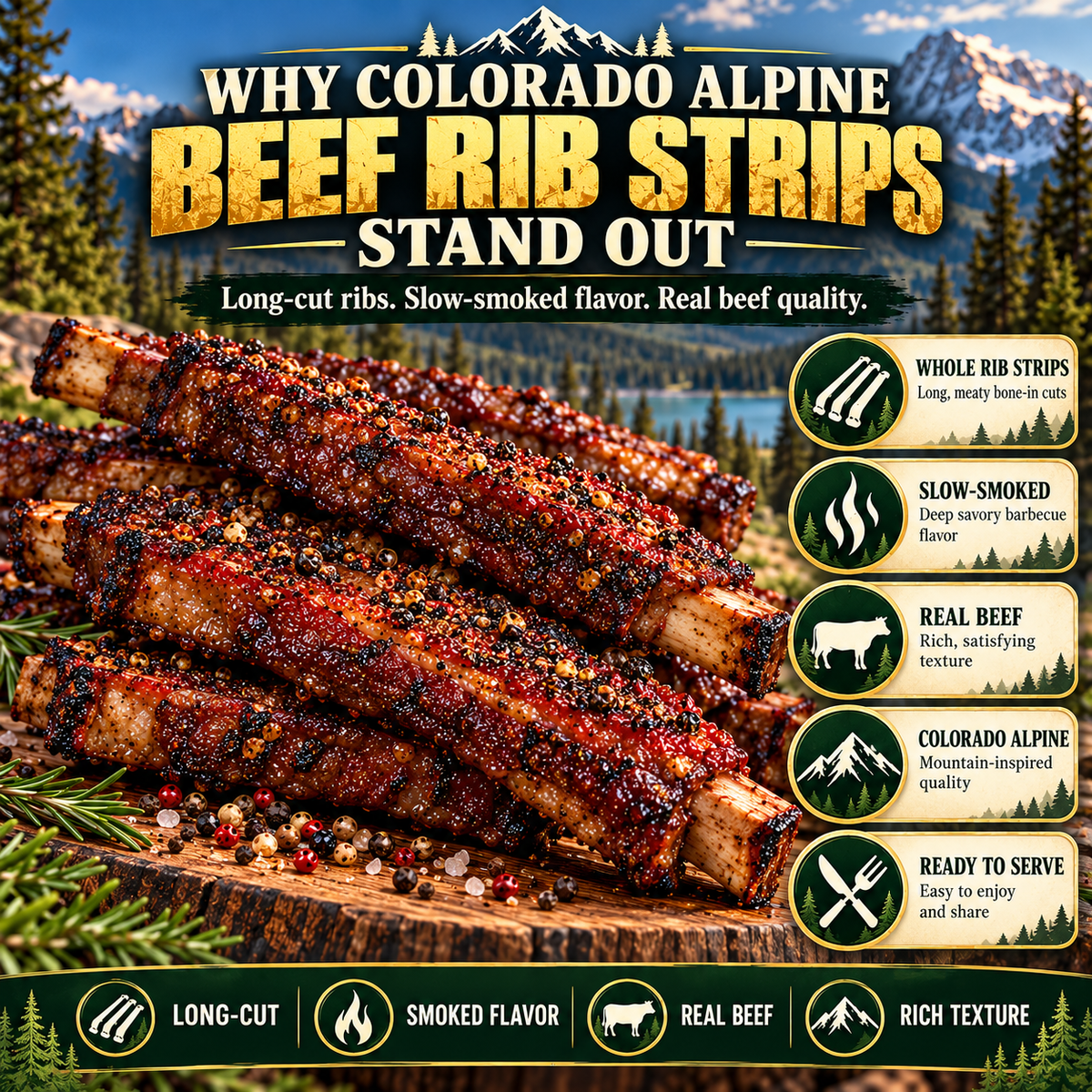 Thick tender smoked beef rib strip texture