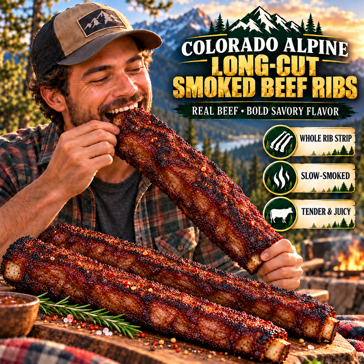 🥩Premium Long-Cut Smoked Beef Ribs 🌿Slow-Smoked, Tender & Savory Whole Rib Strips-jasper