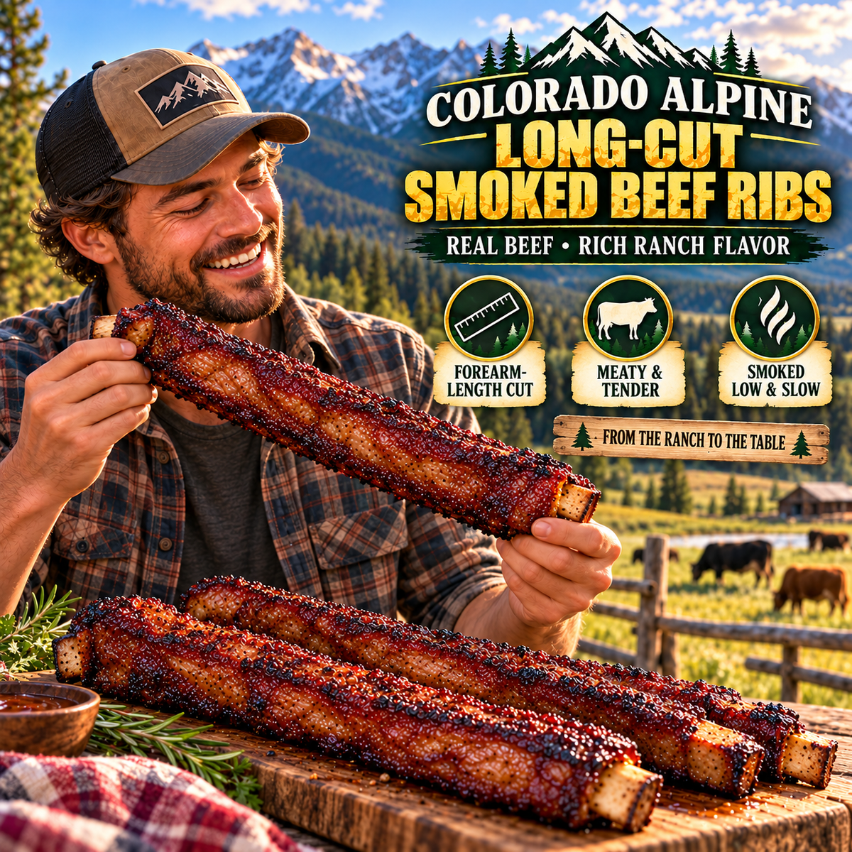 🥩Premium Long-Cut Smoked Beef Ribs 🌿Slow-Smoked, Tender & Savory Whole Rib Strips-jasper