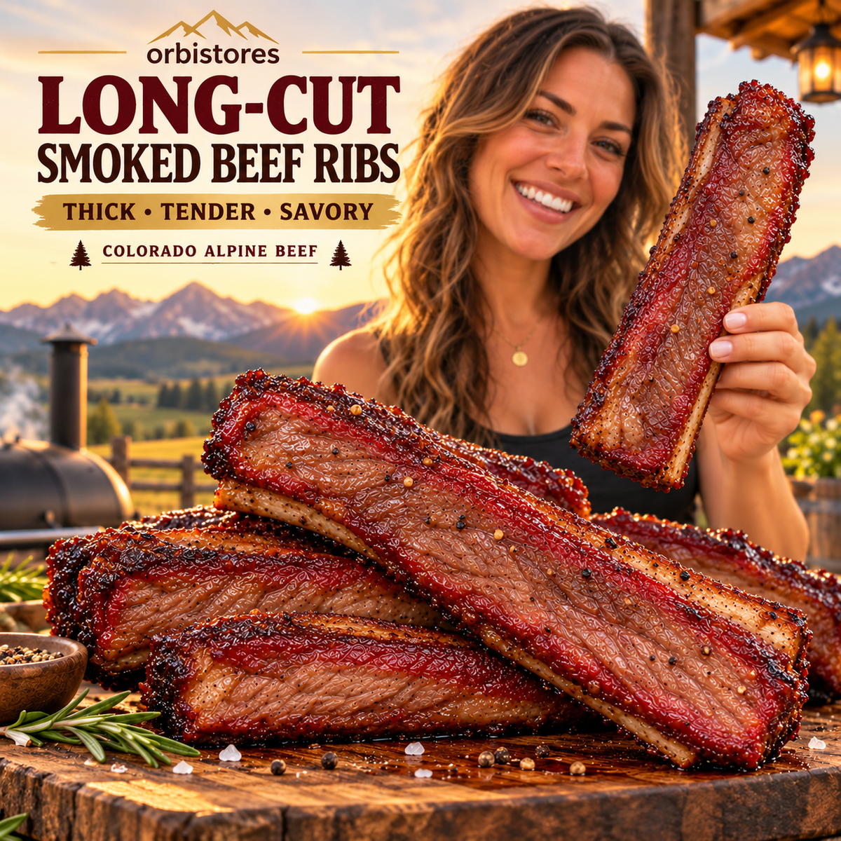 🥩Premium Long-Cut Smoked Beef Ribs 🌿Slow-Smoked, Tender & Savory Whole Rib Strips-jasper