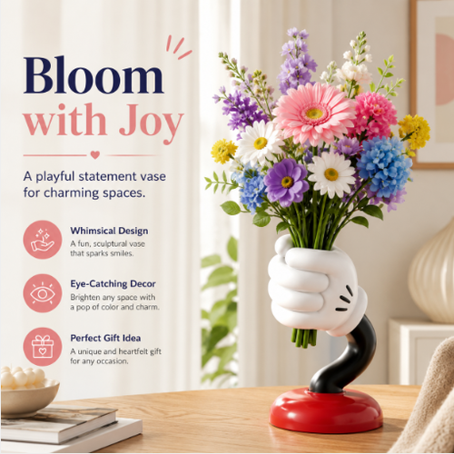 Whimsical Hand-Held Bouquet Vase – Playful Statement Home Decor