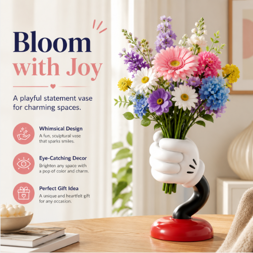 Whimsical Hand-Held Bouquet Vase – Playful Statement Home Decor