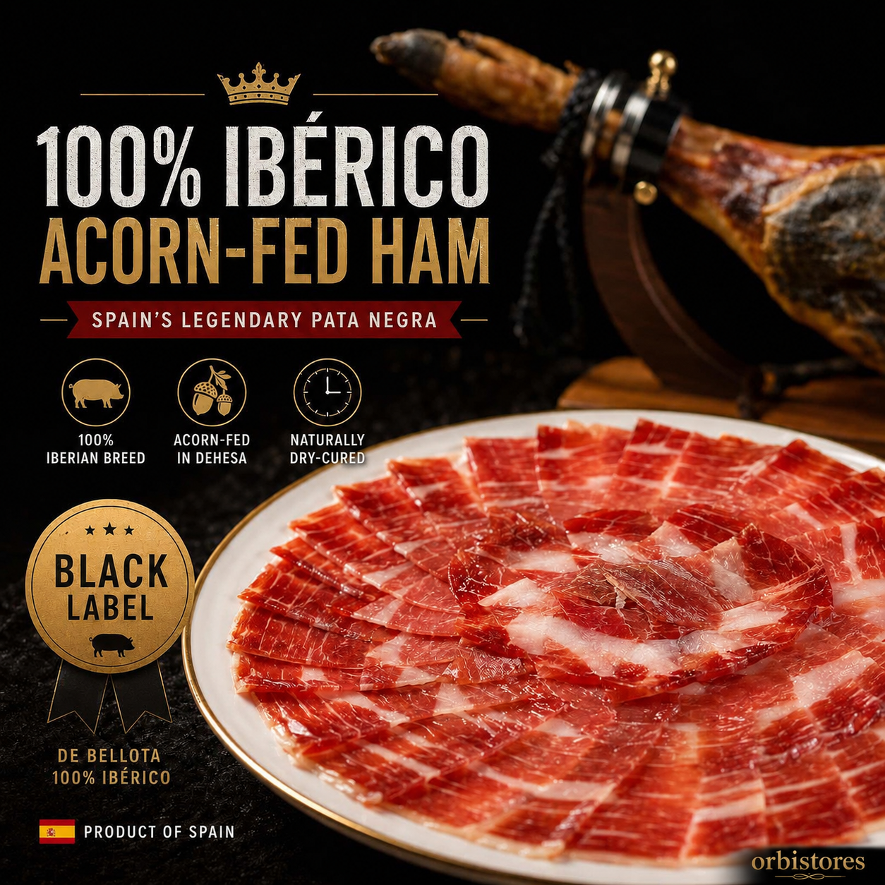 orbistores 100 percent Iberico acorn-fed ham from Spain